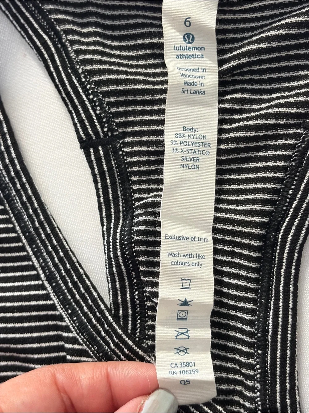 lululemon athletica Black & White Microstripe Racerback Athletic Yoga Tank